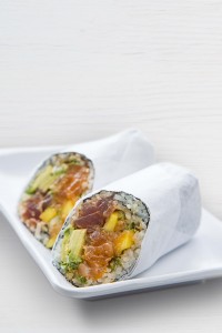 Burrito salmon tuna with cover paper